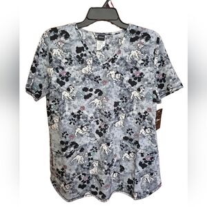 Disney 101 Dalmations V-neck Scrub Top Avail Sizes S M NWT